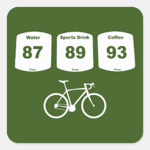 Sticker Carré Carburant à vélo : Eau, Boisson sportive, Café