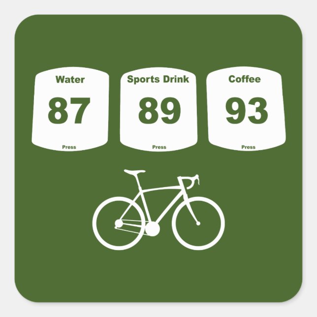 Sticker Carré Carburant à vélo : Eau, Boisson sportive, Café (Devant)