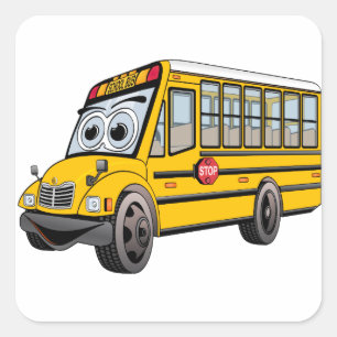 Sticker Carré Caricature de bus scolaire 2017
