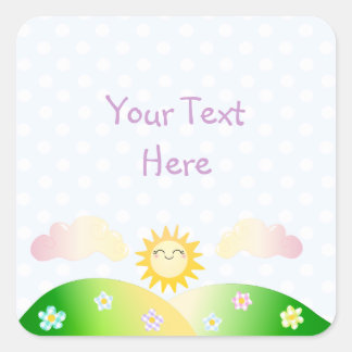 Sticker Carré Caricature de kawaii soleil mignon