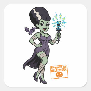 Sticker Carré Caricature de la femme de Frankenstein