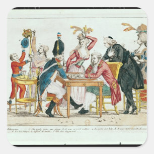 Sticker Carré Caricature de Louis XVI jouant aux échecs