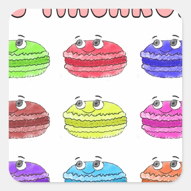 Sticker Carré Caricature des Macarons (Devant)