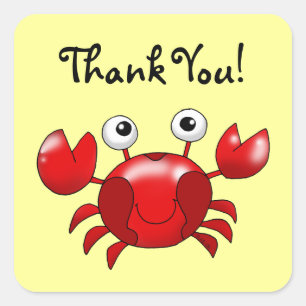 Sticker Carré Caricature mignonne crabe rouge merci