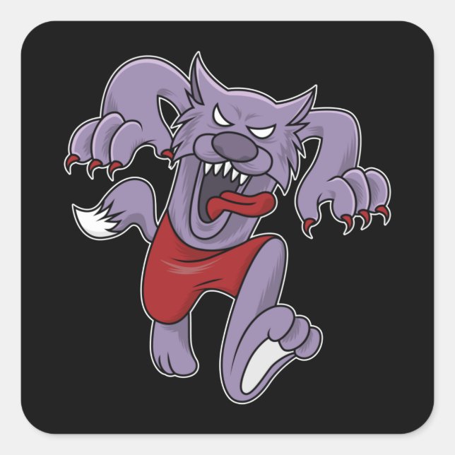 Sticker Carré Caricature Werewolf effrayant loups-garous Cadeau  (Devant)