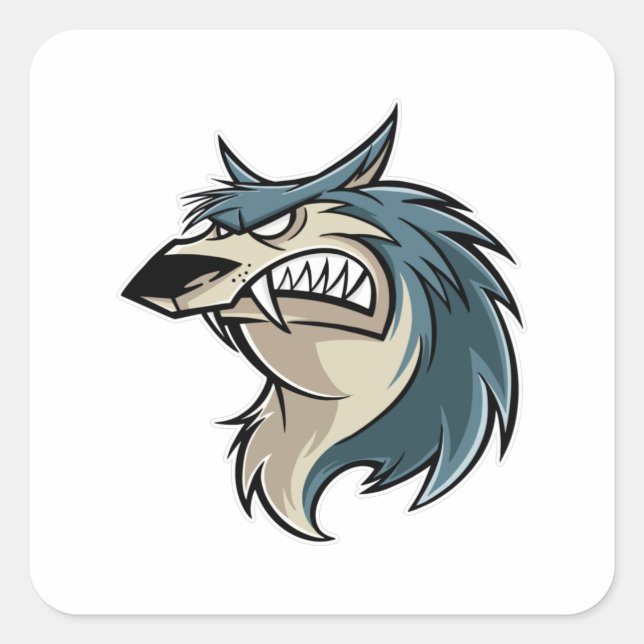 Sticker Carré Caricature Wolf (Devant)