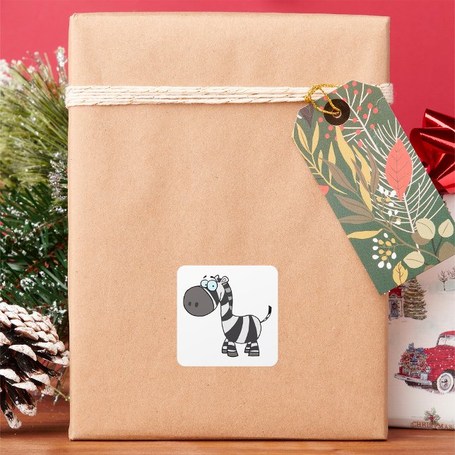 Sticker Carré Caricature Zebra (Créateur téléchargé)