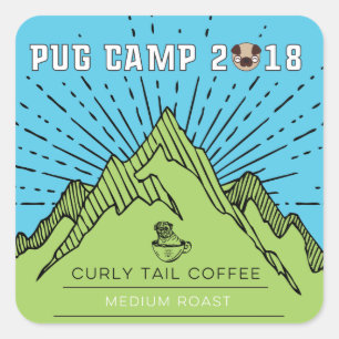 Sticker Carré Carlin Camp 2018 Curly Tail Café moyen rôti