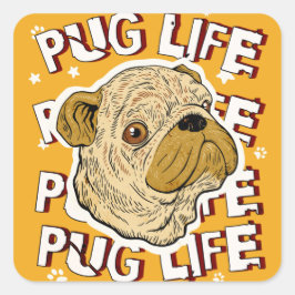 Sticker Carré Carlin Vie Animal Chien