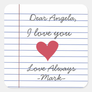 Sticker Carré Carnet manuscrit lettre d'amour ou message personn