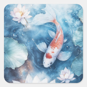 Sticker Carré Carpes koï gracieuses avec des eaux paisibles