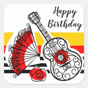 Sticker Carré carré d'anniversaire espagnol Souvenirs Classic S