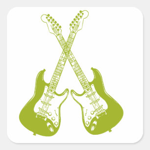 Sticker Carré Carré de guitare électrique et acoustique Rock and
