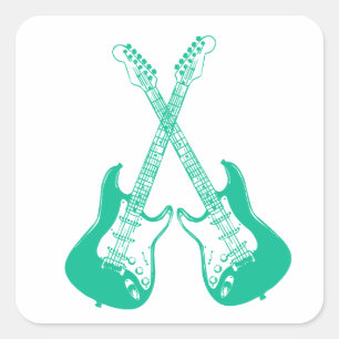 Sticker Carré Carré de guitare électrique et acoustique Rock and