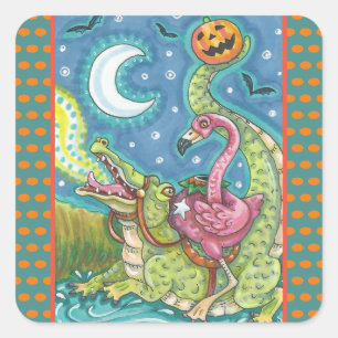 Sticker Carré Carré DE LA FEUILLE DE FLAMANT ROSE ROSE COUVERTE