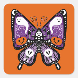 Sticker Carré carré de papillon d'Halloween