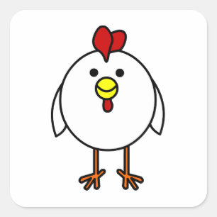 Sticker Carré Carré heureux mignon de poulet