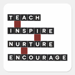 Sticker Carré Carreau de mots Enseigner Inspirer Nourrir Encoura
