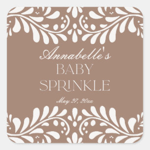 Sticker Carré Carreau Talavera Marron Moka Fête Bébé Sprinkle