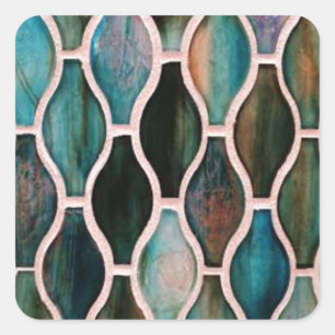 Sticker Carré Carreaux turquoise