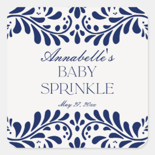 Sticker Carré Carrelage Talavera bleu espagnol Fiesta Baby Sprin