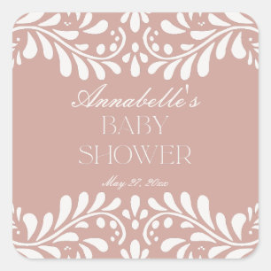 Sticker Carré Carrelage Talavera rose Baby shower Fiesta espagno