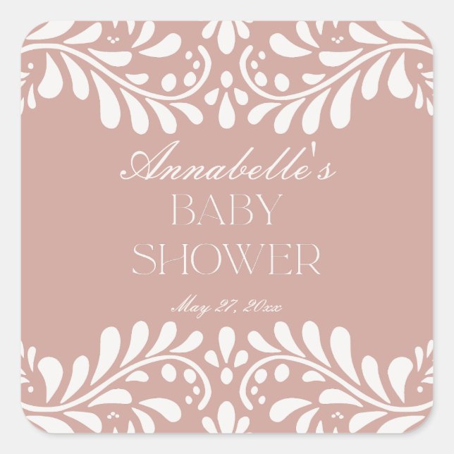 Sticker Carré Carrelage Talavera rose Baby shower Fiesta espagno (Devant)