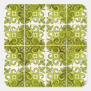 Sticker Carré Carrelage vert Design 2 - Flèches