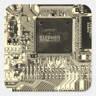 Sticker Carré Carte à circuits imprimés gris ・ Carte à circuits 
