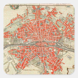 Sticker Carré Carte ancienne de Paris France (1721–1774)