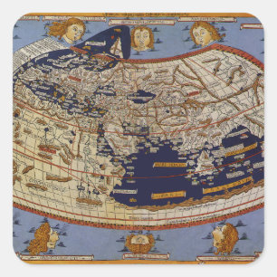 Sticker Carré Carte antique du monde ptolémaïque, Johannes d'Arn