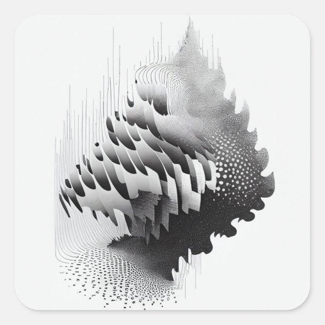 Sticker Carré Carte Arbre Abstraite B&W Surreal Optical Illusion (Devant)