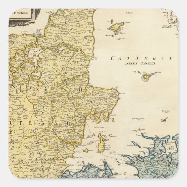 Sticker Carré Carte Atlas du Danemark (Devant)