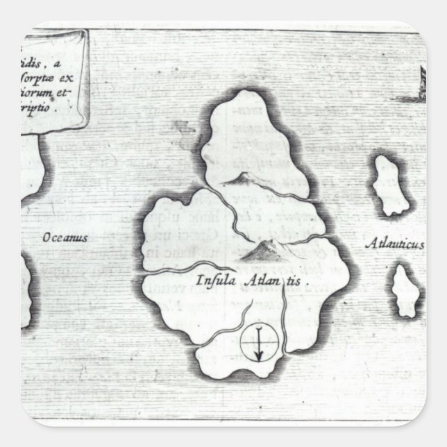 Sticker Carré Carte d'Atlantis, de 'Mundus Subterraneus' (Devant)