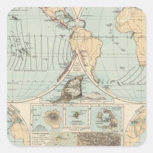 Sticker Carré Carte d'atlas de DES Erdinnern de Thatigkeit