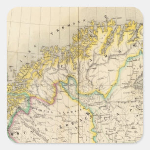 Sticker Carré Carte d'atlas de la Suède, Norvège