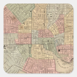 Sticker Carré Carte de Baltimore par Mitchell