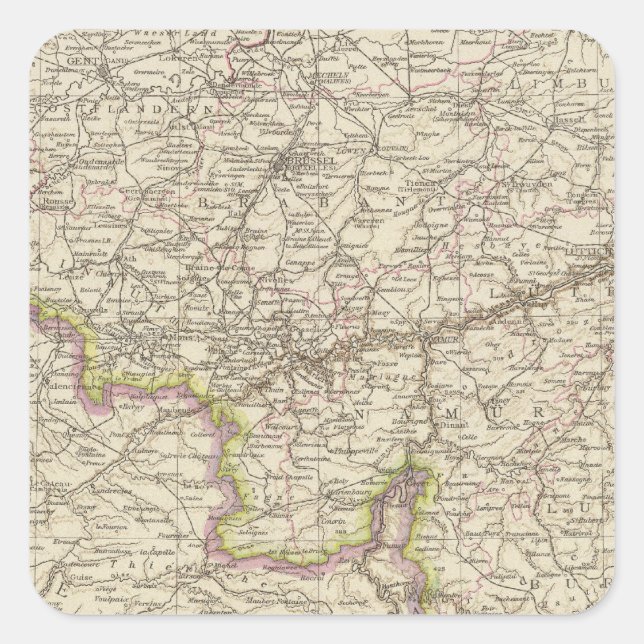 Sticker Carré Carte de Belgique et Luxembourg (Devant)
