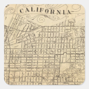 Sticker Carré Carte de Berkeley, la Californie