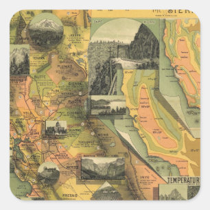 Sticker Carré Carte de Californie