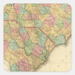 Sticker Carré Carte de Caroline du Nord-Sud