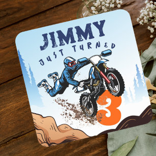 Sticker Carré Carte de fête d'anniversaire pour les motocycliste
