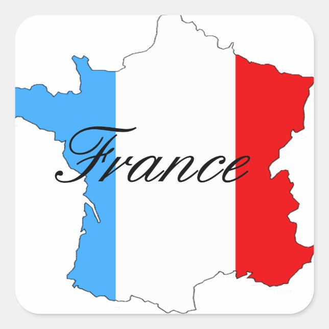 Sticker Carré Carte de France en Rouge Blanc et Bleu (Devant)