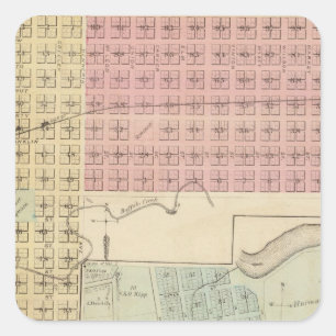 Sticker Carré Carte de Glencoe, carte de Henderson, Minnesota