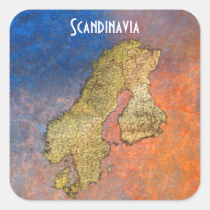 Sticker Carré Carte de la cartographie scandinave