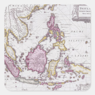 Sticker Carré Carte de la Chine et de l'Indonésie   1710