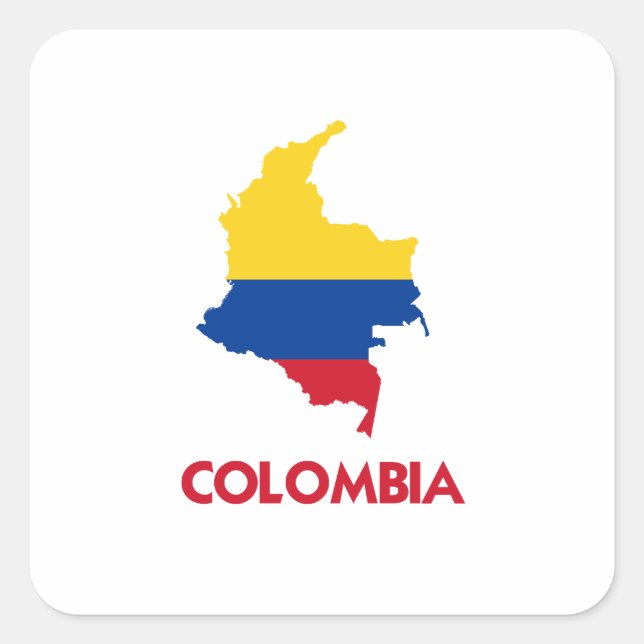 STICKER CARRÉ CARTE DE LA COLOMBIE (Devant)