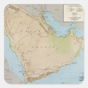 Sticker Carré Carte de la péninsule arabique (1969)