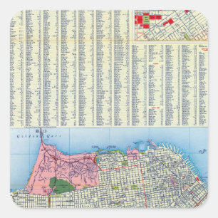 Sticker Carré Carte de la rue San Francisco