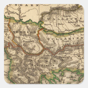 Sticker Carré Carte de la Turquie et de la Grèce
